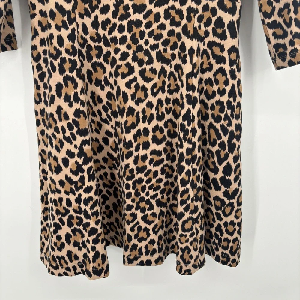 Kate Spade Leopard-print Ponte Dress Fit & Flare 3/4 Sleeves Brown Size 10